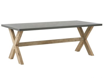 BELIANI Table de jardin en fibre-ciment gris et bois 200 x 100 cm OLBIA
