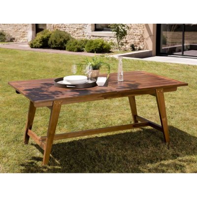 MACABANE Table de jardin en teck huil&eacute; extensible 8/10 personnes L240