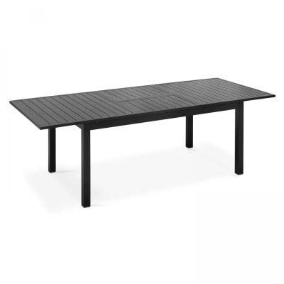 OVIALA Table de jardin extensible en aluminium noir (174/238 x 100 x 74 cm)