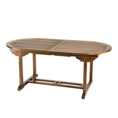 MACABANE Table de jardin extensible en teck huil&eacute; 8/10 personnes L240