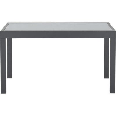 SABAIDECO Table de jardin extensible  plateau verre tremp&eacute; ventouses gris 135-270 x 90