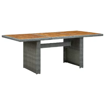 VIDAXL Table de jardin gris clair r&eacute;sine tress&eacute;e et bois d'acacia