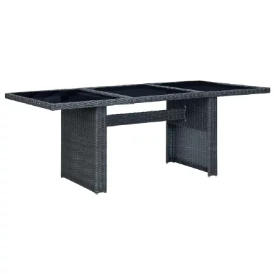 VIDAXL Table De Jardin Gris Fonc&eacute; R&eacute;sine Tress&eacute;e Et Verre Tremp&eacute; Wis