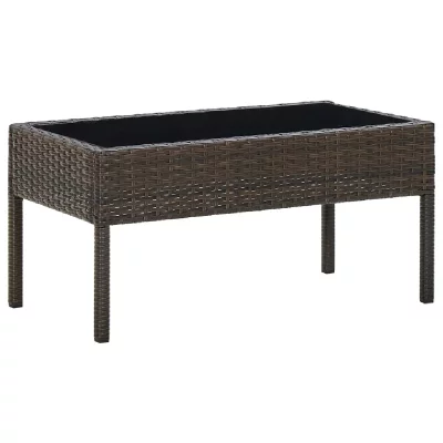 VIDAXL Table de jardin Marron 75x40x37 cm R&eacute;sine tress&eacute;e  - Marron