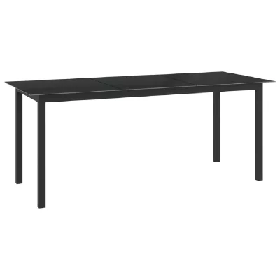 VIDAXL Table de jardin Noir 190x90x74 cm Aluminium et verre  Noir