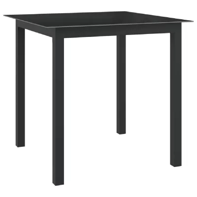 VIDAXL Table de jardin Noir 80x80x74 cm Aluminium et verre  Noir