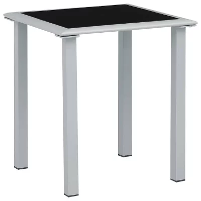 VIDAXL Table de jardin Noir et argent&eacute; 41x41x45 cm Acier et verre