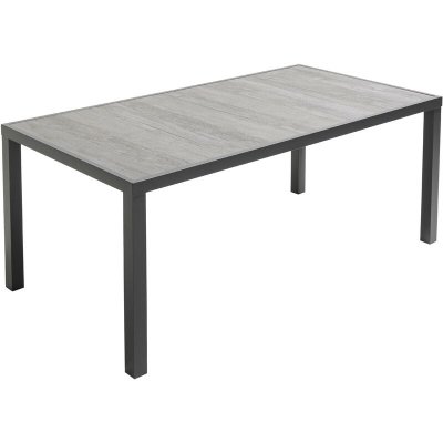 OVIALA Table de jardin plateau en c&eacute;ramique effet b&eacute;ton (185 x 95 x 74 cm)