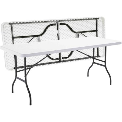 REKKEM Table de jardin pliante 8 places Blanc - 180cm x 74cm x 75cm - Blanc