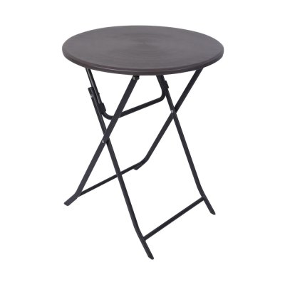 REBECCA MOBILI Table de jardin pliante en plastique noir et gris fonc&eacute;