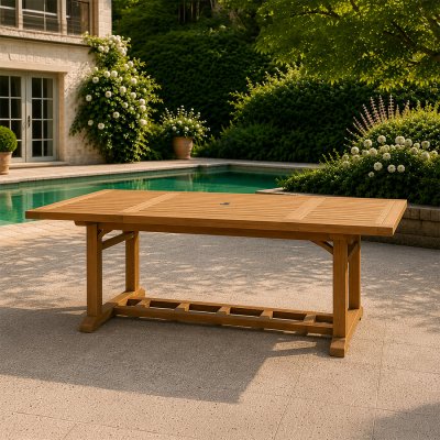 CONCEPT USINE Table de jardin rectangulaire extensible 6 places en teck 120/170 cm