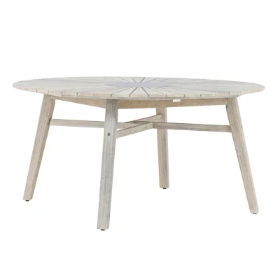  Table de Jardin Ronde en Acacia Rives 150cm Blanc