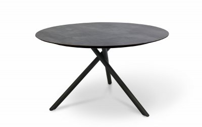 DCB GARDEN Table de jardin ronde en aluminium gris anthracite
