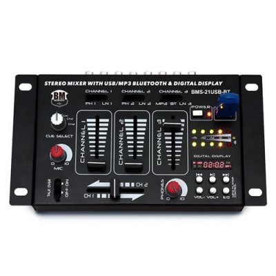 BM SONIC Table de mixage -  - BMS-21USB-BT - 4 voies - Bluetooth - Lecteur USB MP3