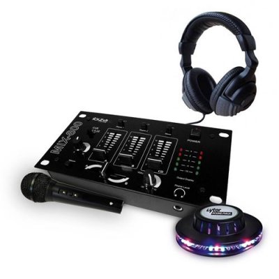 IBIZA SOUND Table de mixage - - casque dj - micro noir - jeu de lumi&egrave;re effet ufo ovni