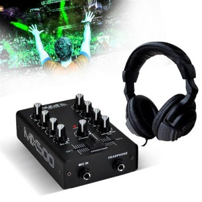 IBIZA SOUND Table de mixage Dj Sono 2 canaux 3 entr&eacute;es  MIX500 + Casque audio
