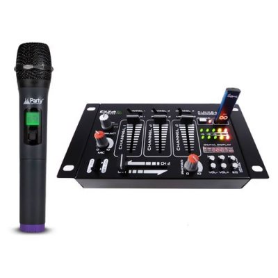 IBIZA Table de mixage -  Sound DJ21 4 voies 7 entr&eacute;es USB + Micro sans fil VHF via USB