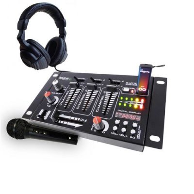 IBIZA Table de mixage -  Sound DJ21MK2 - 4 voies 7 entr&eacute;es USB - casque DJ - micro noir
