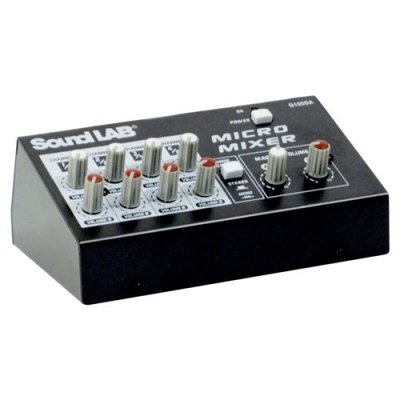 SOUNDLAB Table de Mixage Microphone St&eacute;r&eacute;o &agrave; 4 Canaux G105DA - 2 commandes de volume sur chaque canal