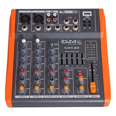 IBIZA SOUND Table de mixage MX801 8 CANAUX USB SORTIE REC