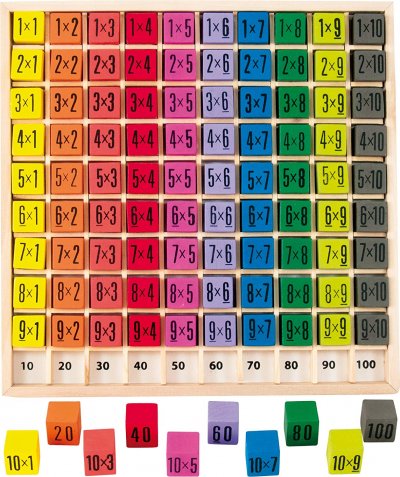 ULYSSE Table de multiplication 10 X 10, jeu &eacute;ducatif en bois