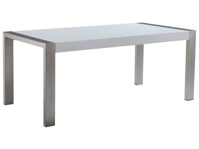 Table de repas avec structure en acier inox pour 6 personnes