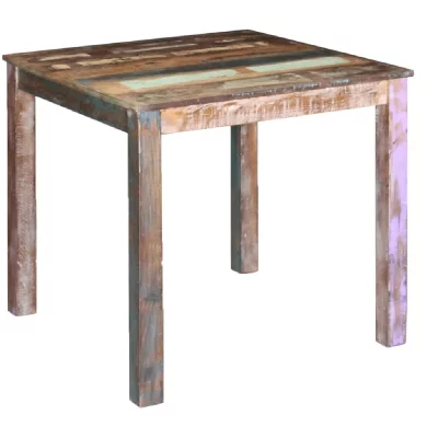 Table de salle &agrave; manger bois de r&eacute;cup&eacute;ration massif 80x82x76 cm