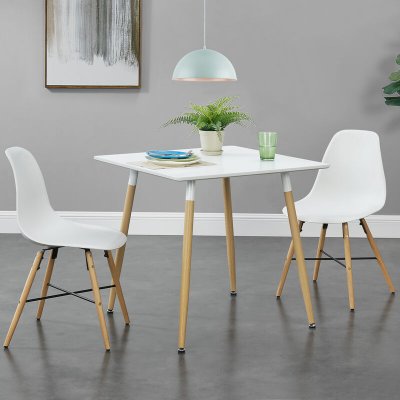 Table de Salle &agrave; Manger Hessen Carr&eacute;e 80 x 80 x 74 cm Blanc [en.casa]