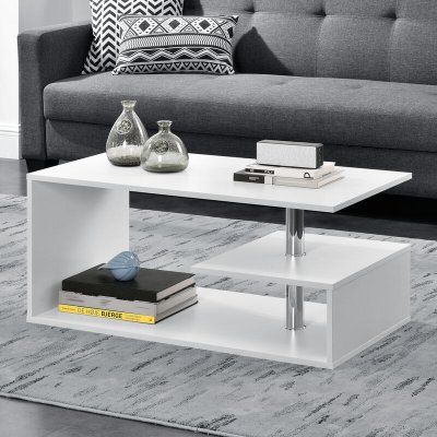 Table de salon avec 3 &eacute;tag&egrave;res de design modernes diff&eacute;rentes couleurs disponibles taille : Blanc