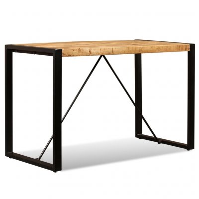Table de salon salle &agrave; manger design bois de manguier massif 120 cm