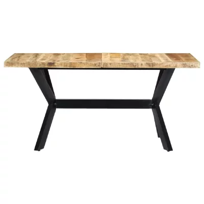Table de salon salle &agrave; manger d&icirc;ner design 160 cm bois de manguier massif brut 0902230