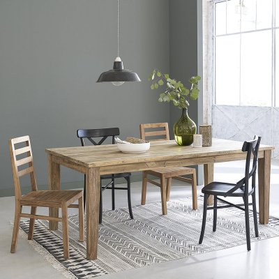 Table en bois de teck recycle longueur 200 &agrave; 290 cm - double rallonge
