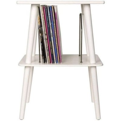 CROSLEY Table en placage blanc avec rangement pour disques vinyle