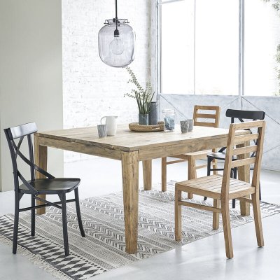 Table extensible en bois de teck recycl&eacute; carr&eacute;e 12 personnes CARGO