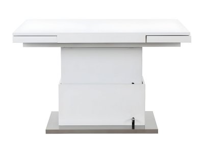 Table extensible et relevable LAURIA - 2 en 1 - MDF laqu&eacute; - Blanc