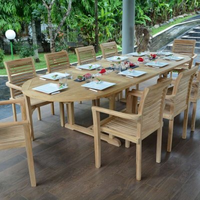 TECK ATTITUDE Table Extensible Ovale Teck Ecograde Florence 194/294 x 110 cm