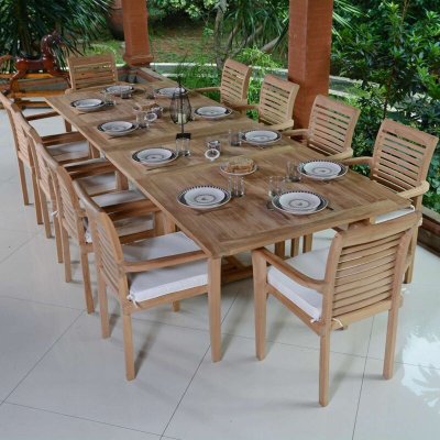 TECK ATTITUDE Table Extensible rectangulaire Teck Ecograde Sydney 194/294 x 110 cm