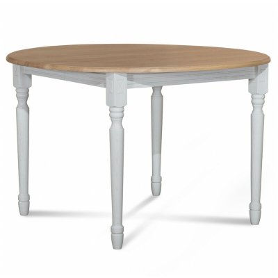 Table extensible ronde bois D105 cm + 1 allonge et Pieds tourn&eacute;s