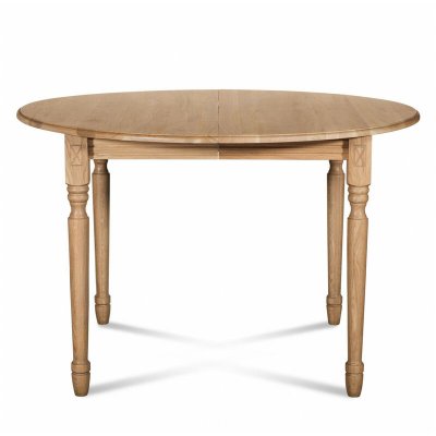 Table extensible ronde bois D105 cm + 1 allonge et Pieds tourn&eacute;s - victoria - Ch&ecirc;ne