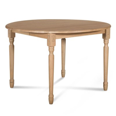 Table extensible ronde bois D115 cm avec 1 allonge et Pieds tourn&eacute;s - victoria - Ch&ecirc;ne