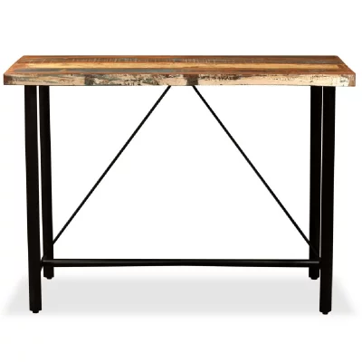 Table haute mange debout bar bistrot bois massif de r&eacute;cup&eacute;ration 120 cm