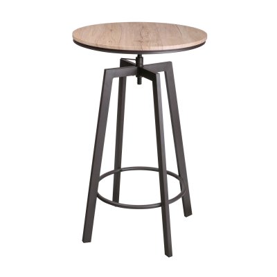 Table haute ronde design industriel Factory - Diam. 60 x 101 - Marron