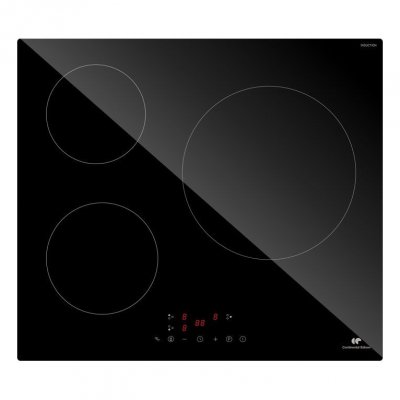 CONTINENTAL EDISON Table induction  - CETI3B282 - 3 zones, 6680W - 3 boosters - 3 minuteurs - noir