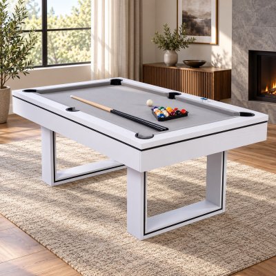 CONCEPT USINE Table multi-jeux 3 en 1 billard et ping-pong en bois blanc DENVER