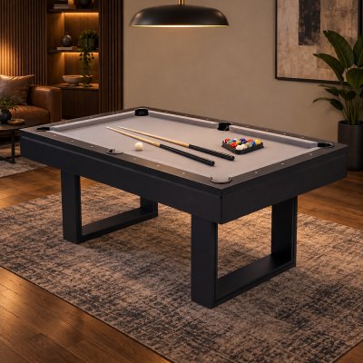 CONCEPT USINE Table multi-jeux 3 en 1 billard et ping-pong en bois noir denver