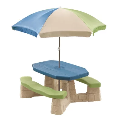 STEP 2 Table picnic avec parasol haut socle beige