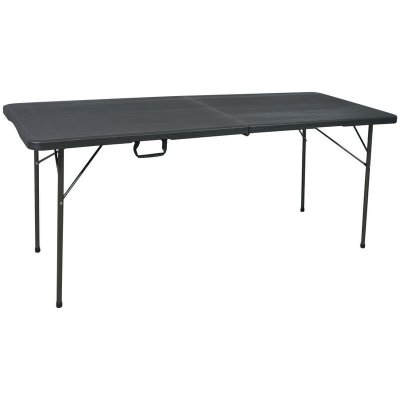 RONDY Table pliante - Imitation bois - Noir - 180x74x74cm