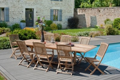 MACABANE Table rectangulaire double extension 200-300x120 cm JARDITECK