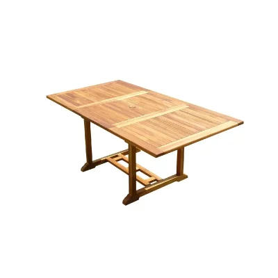 C&L JARDIN Table Rectangulaire En Teck Aspect Huil&eacute; Sidan L.120-180 P.100 Cm