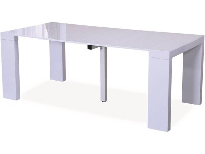 Table repas extensible ""Dina"" - 200/40 x 94 x 75 cm - Blanc laqu&eacute;